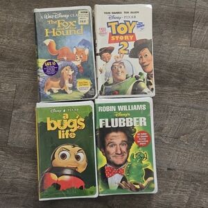 DISNEY VHS MOVIES FLUBBER THE FOX AND HOUND TOY STORY 2 A BUGS LIFE NEW